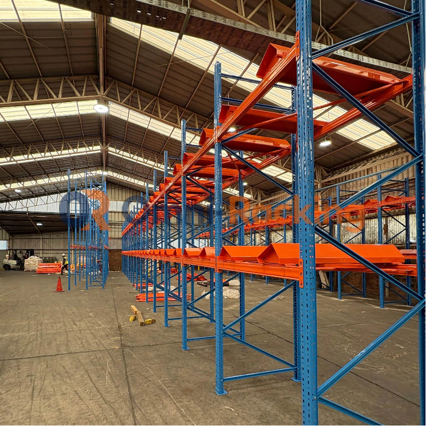 Custom heavy duty cable reel rack system for cable drum storage project in Chile